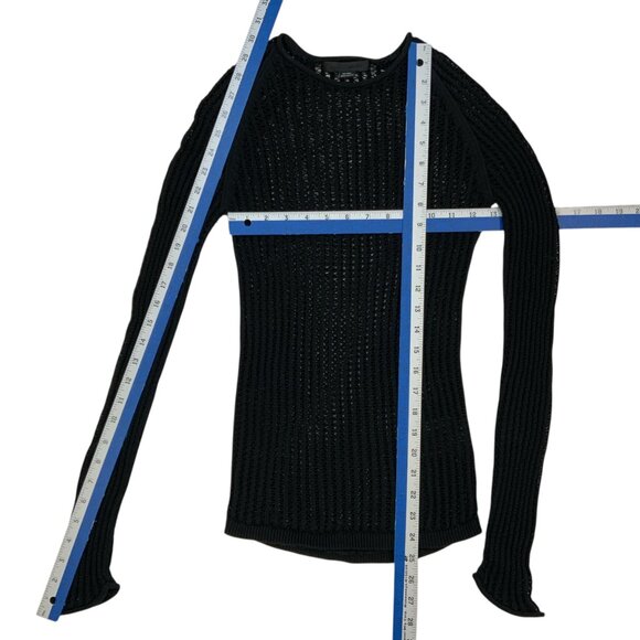 Alexander Wang Crochet Sweater S Black Long Sleeve Crewneck Pullover Gothic - Picture 5 of 12